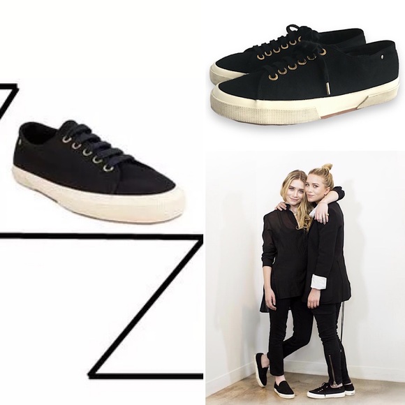 The Row Shoes - The Row x Superga Cashmere Low-Top Lace-Up Sneaker in Black, Women’s Size 9 / 40
